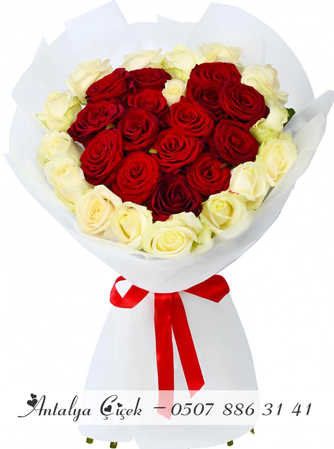 15 Kırmızı Gül 16 Beyaz Gül Buketi