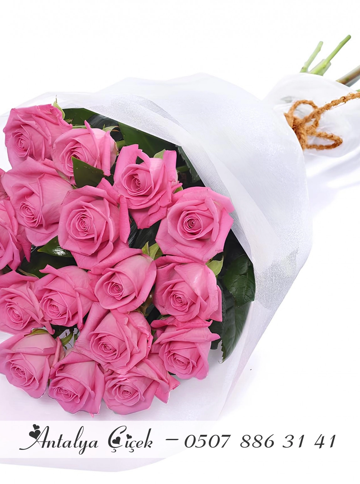 19 Pembe Gül Buketi