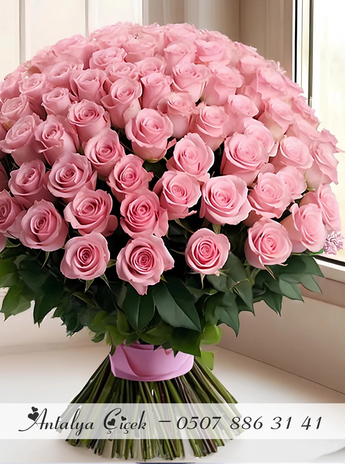 50 Tane Pembe Gül Buketi