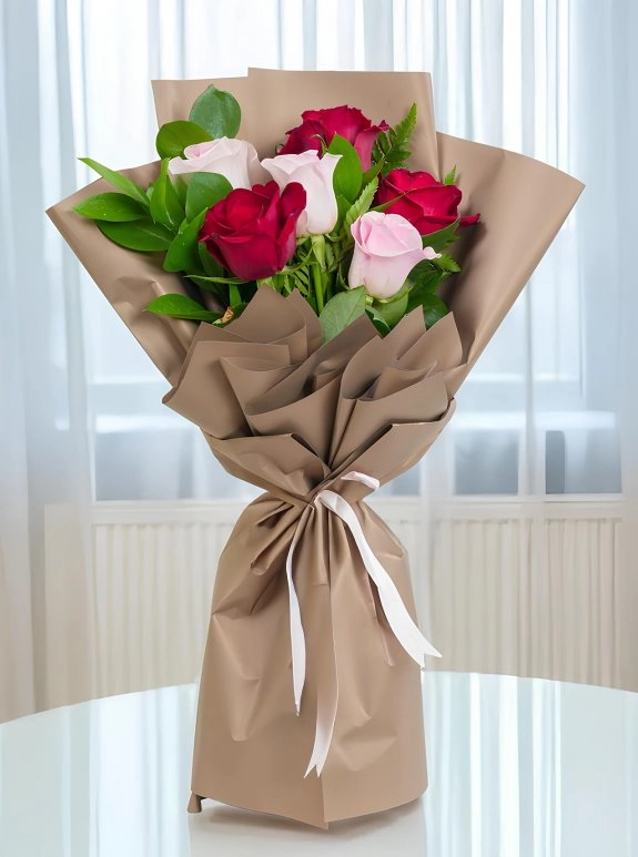 7 Adet Gül Buketi Pembe Ve Kırmızı